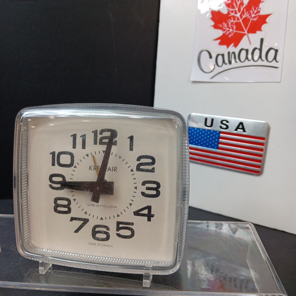Westclox Kresfair Vintage Wind Up Clock WORKING White Made In Canada